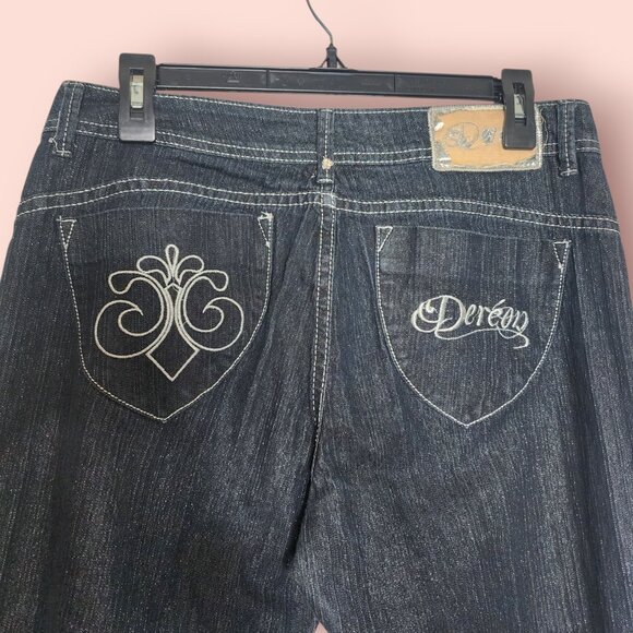 Vintage Y2k mcbling House of Dereon Dark wash boocut jeans size 9/10 hiphop - Picture 9 of 11